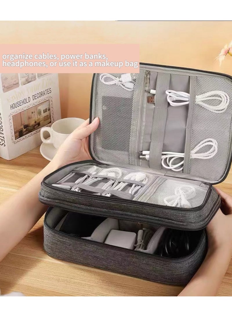 XCRJ Electronic Organizer, Travel Cable Organizer Bag Pouch Electronic Accessories Carry Case Portable Waterproof Three Layers All-in-One Storage Bag for Cable, Cord, Charger, Phone,Earphone - Image 2