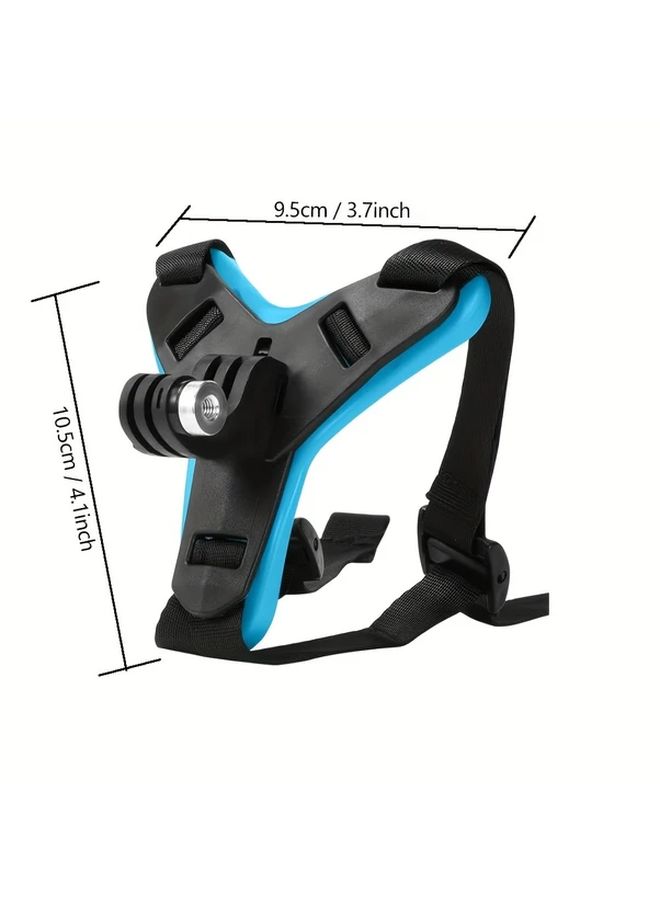 Blue Helmet Chin Strap Mount For Action Cameras Hero 13 To 3 DJI Osmo Action 5 To 2 Insta360 X4 To X2 - Image 2