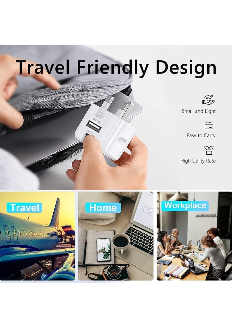 ELTRAZONE 20W USB C Charger Block, 2-Ports [USB-C + USB] Charging Station, QC PD3.0 GaN Fast Charging Block, Type C Power Adapter for iPad Pro/iPhone/Samsung Note/Galaxy (Not with Cable) - Image 4