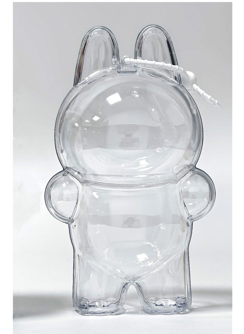 1pcs For LABUBU Plush Doll Protective Case Clear Hanging Display Cover with Keychain Transparent Acrylic Storage Box for V3 and V1 Standing Figures Collector’s Showcase (Doll Not Included)  - Image 3
