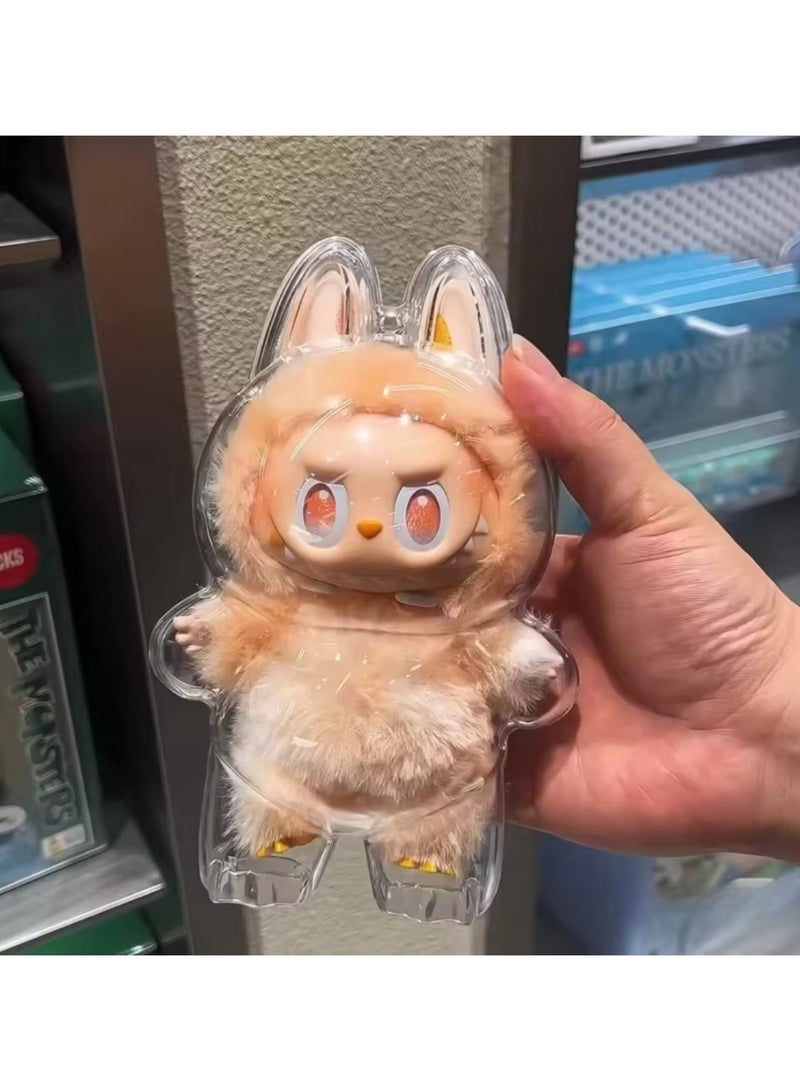 1pcs For LABUBU Plush Doll Protective Case Clear Hanging Display Cover with Keychain Transparent Acrylic Storage Box for V3 and V1 Standing Figures Collector’s Showcase (Doll Not Included)  - Image 4