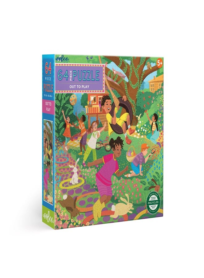 eeBoo: Out to Play 64 Piece Jigsaw Puzzle, Perfect Project for Little Hands, Aids in Development of Pattern, Shape, and Color Recognition, Offers Children a Challenge - Image 1