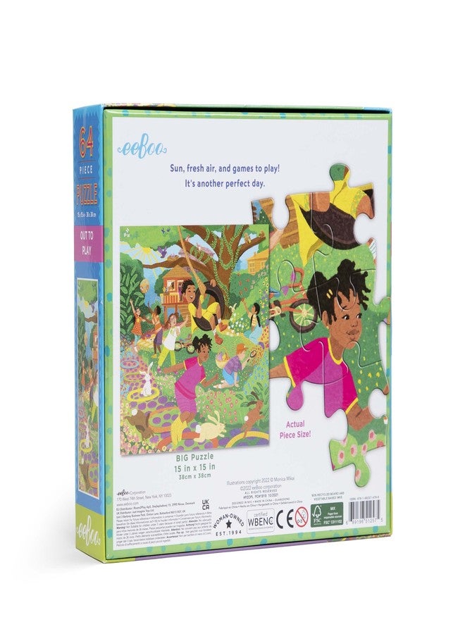 eeBoo: Out to Play 64 Piece Jigsaw Puzzle, Perfect Project for Little Hands, Aids in Development of Pattern, Shape, and Color Recognition, Offers Children a Challenge - Image 3