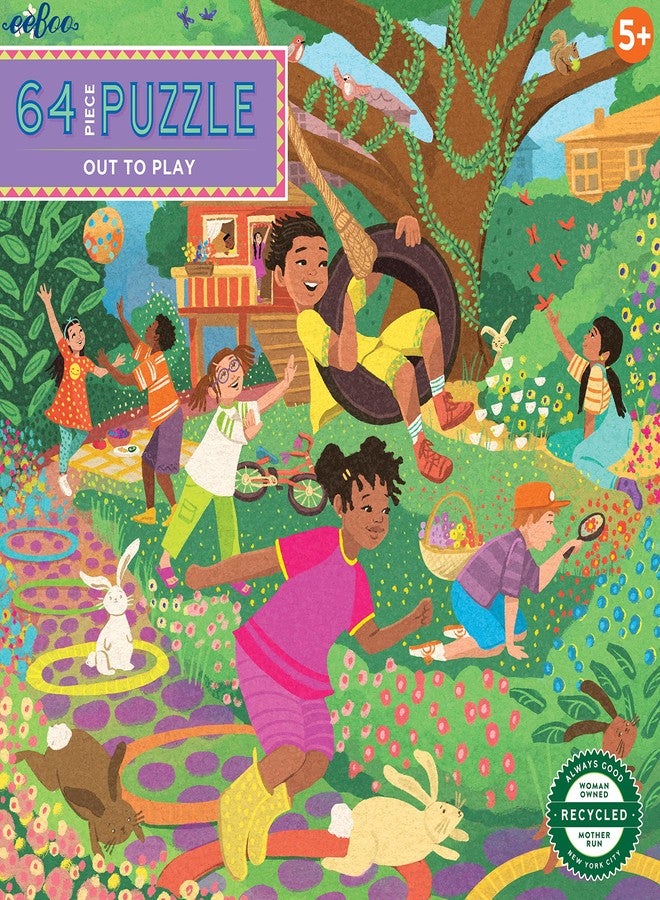 eeBoo: Out to Play 64 Piece Jigsaw Puzzle, Perfect Project for Little Hands, Aids in Development of Pattern, Shape, and Color Recognition, Offers Children a Challenge - Image 2