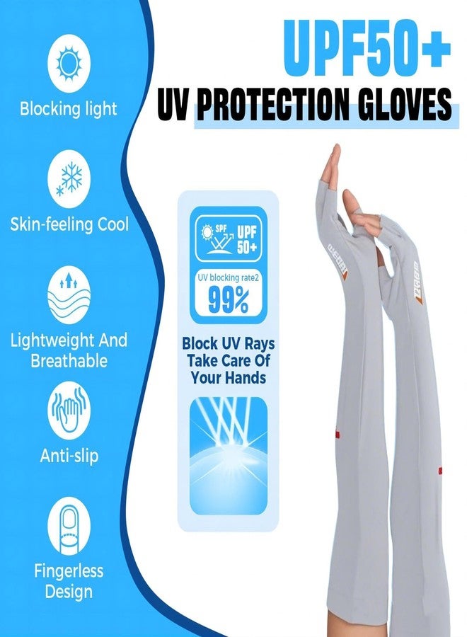 Qeedy 2 Pairs UV Protection Gloves - Non Slip Sun Protection Gloves Sunblock Gloves Summer Outdoor Fishing Driving Gloves for Women Men (2Gray) - Image 4