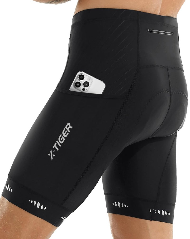 Xtiger X-TIGER Men's Cycling Shorts with Back Pocket,5D Gel Padded Bike Shorts for Men,Mountain Road Biking Riding Half Pants Tights (A-P-Black, Large) - Image 1
