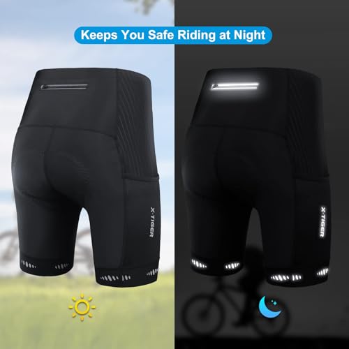Xtiger X-TIGER Men's Cycling Shorts with Back Pocket,5D Gel Padded Bike Shorts for Men,Mountain Road Biking Riding Half Pants Tights (A-P-Black, Large) - Image 5
