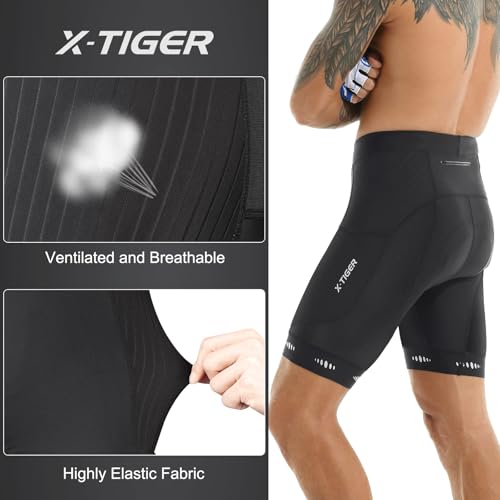 Xtiger X-TIGER Men's Cycling Shorts with Back Pocket,5D Gel Padded Bike Shorts for Men,Mountain Road Biking Riding Half Pants Tights (A-P-Black, Large) - Image 3