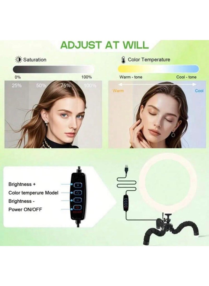 Multi Impex Professional Selfie & Makeup Ring Light: 10 Brightness Levels & Flexible Wrap-Around Stand - Image 3