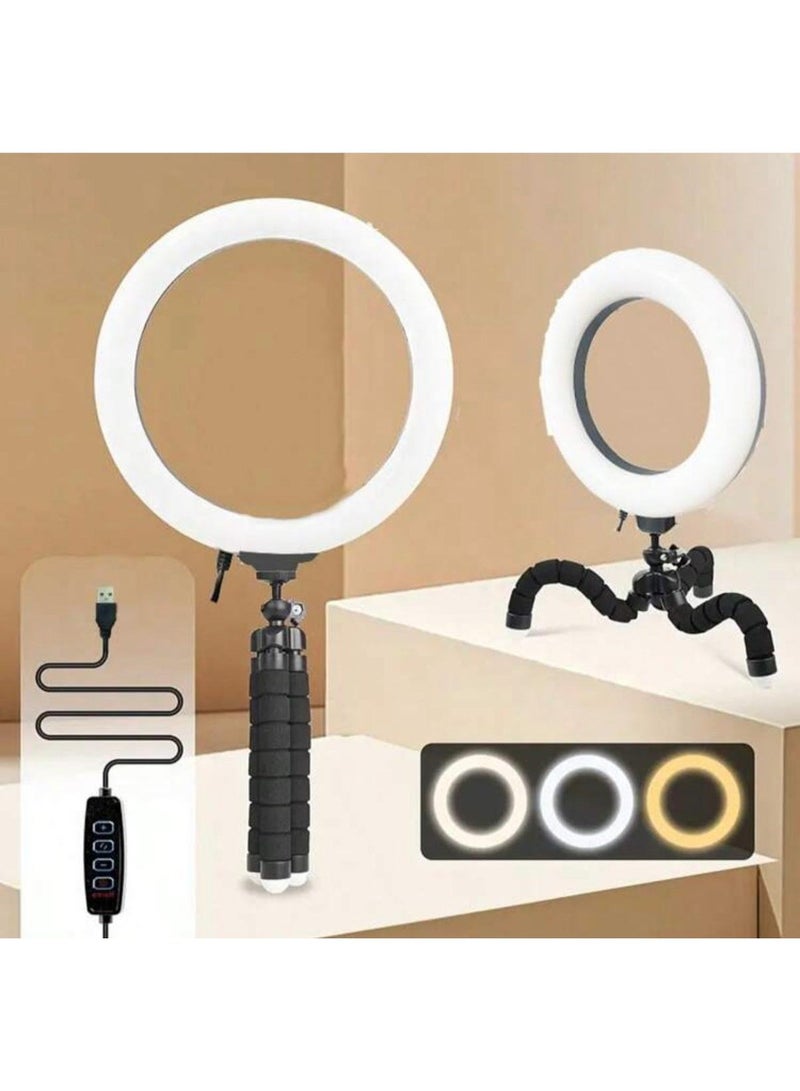 Multi Impex Professional Selfie & Makeup Ring Light: 10 Brightness Levels & Flexible Wrap-Around Stand - Image 1