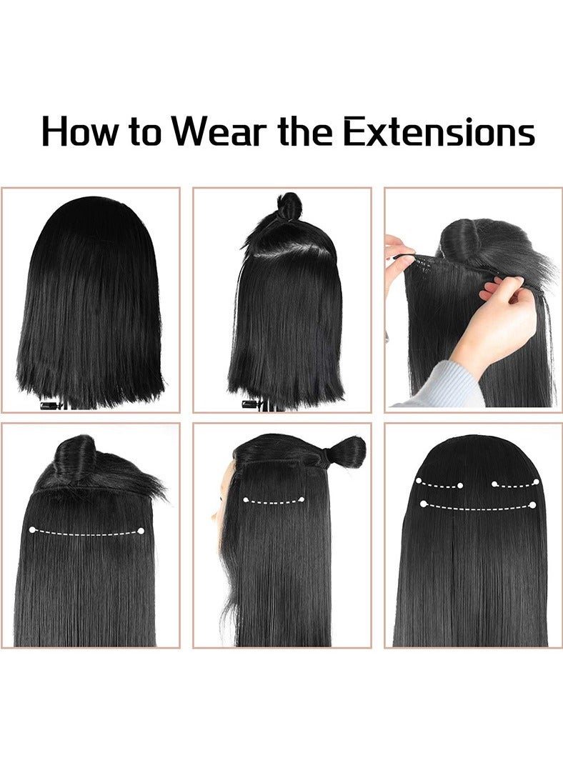 SOLARAE Invisible Wire Hair Extensions with Transparent Headband Adjustable Size Removable Secure Clips in Straight Secret Hairpiece for Women - Image 5