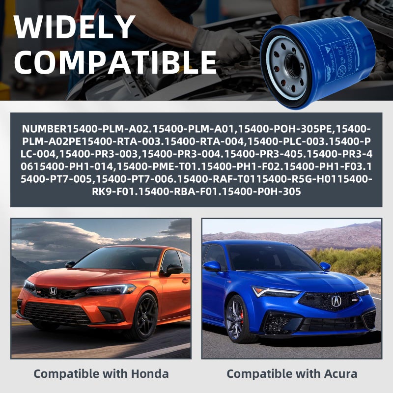HTYPX 15400-PLM-A02 Engine Oil Filters Compatible with Honda Accord CR-V Civic Acura GX610 GX630 GX660 GX670 GX690 GXV340 GXV390 GXV610 GXV630 GXV660 GXV670 GXV690, Replaces 15400-RTA-003, 15400-PR3-003 - Image 5