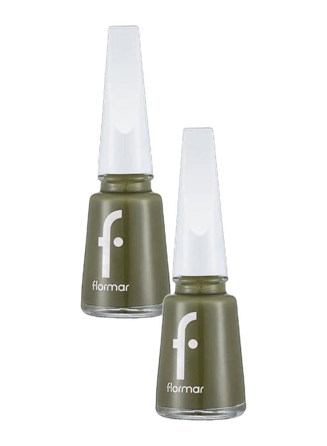 flormar Nail Enamel High Pigment & Shiny Finish Nail Polish 454 Army Glam Bundle - Image 1