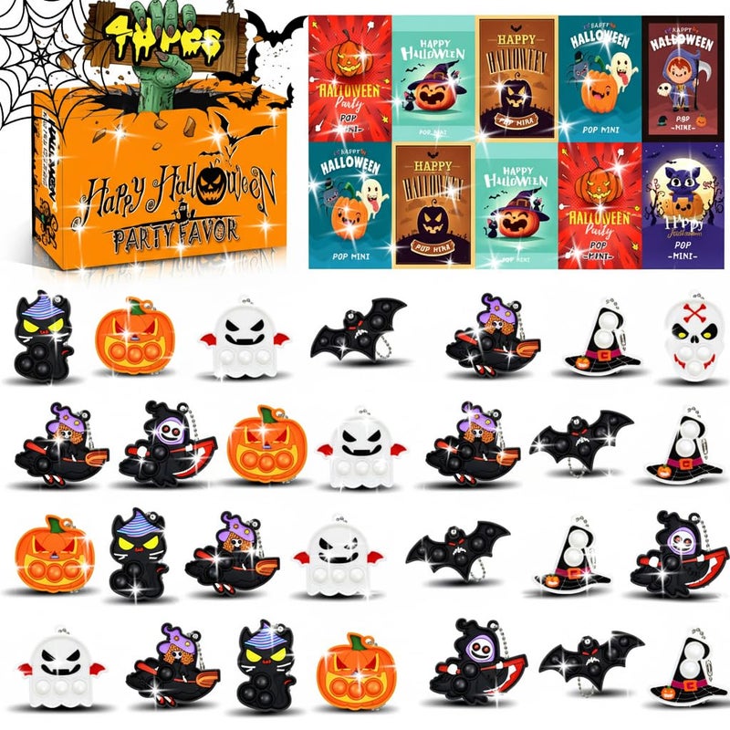 BicMan 48pack Halloween Mini Pop Keychain Toy Party Favor Fidget Toys Pack Relieves Stress Anxiety Bauble Classroom Rewards Goodie Bag Stuffers - Image 2