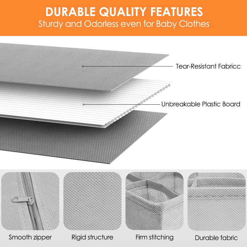 Criusia 12 Pack Sock Underwear Drawer Organizer Dividers, 116 Cells Fabric Foldable Dresser Closet Organizers and Storage Bins for Baby Clothing, Women Men Underwear Socks, Bra, Ties, Scarf - Image 4