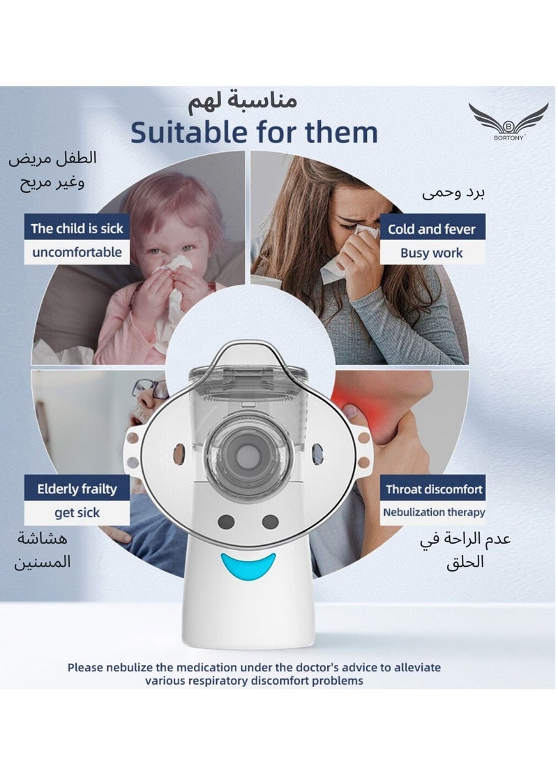 BORTONY Portable Mini Nebulizer Handheld Atomizer USB-C Rechargeable Vaporizers Machine Ultrasonic Medical Mesh Inhaler for Home Adults Children Outdoor Travel Nebulizer Personal Steam  - Image 2