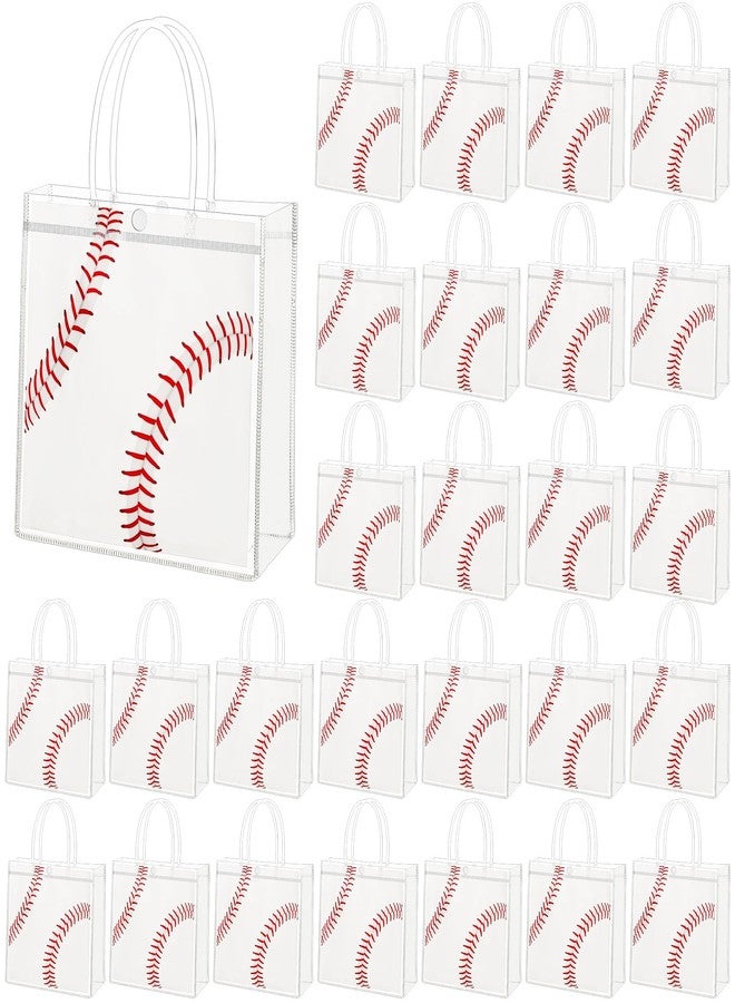 MIMIND 30 Pieces Baseball Gift Bags Baseball Party Favor Goodie Bags with Handles 8 x 8 x 3.15 Inch, Clear PVC Bag Sport Theme Treat Bag for Sports Team Birthday Holiday Party Supplies - Image 1