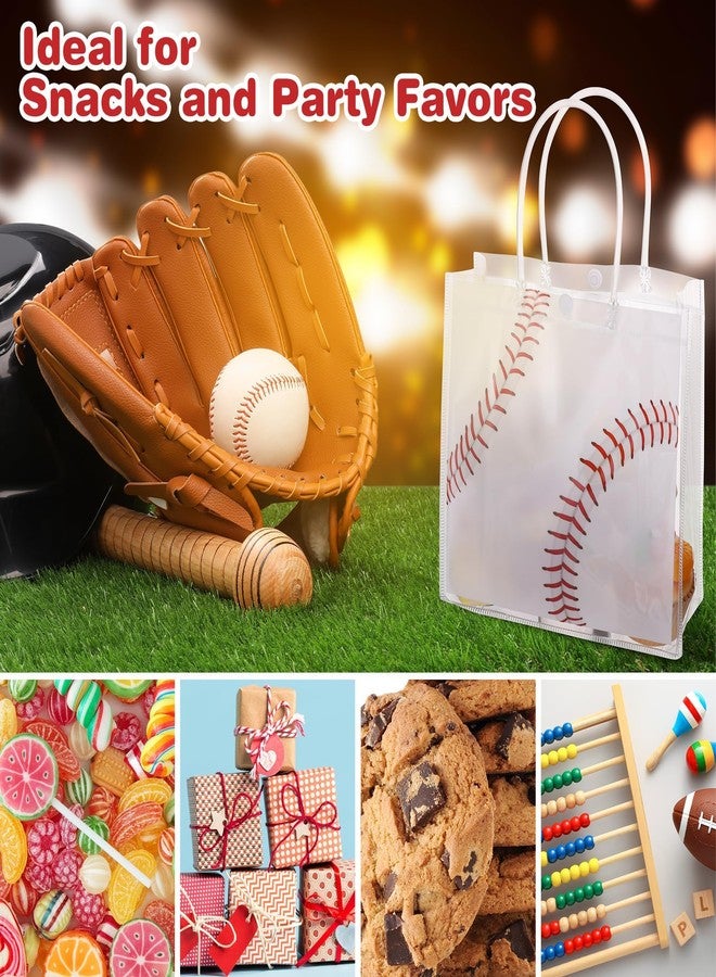 MIMIND 30 Pieces Baseball Gift Bags Baseball Party Favor Goodie Bags with Handles 8 x 8 x 3.15 Inch, Clear PVC Bag Sport Theme Treat Bag for Sports Team Birthday Holiday Party Supplies - Image 3
