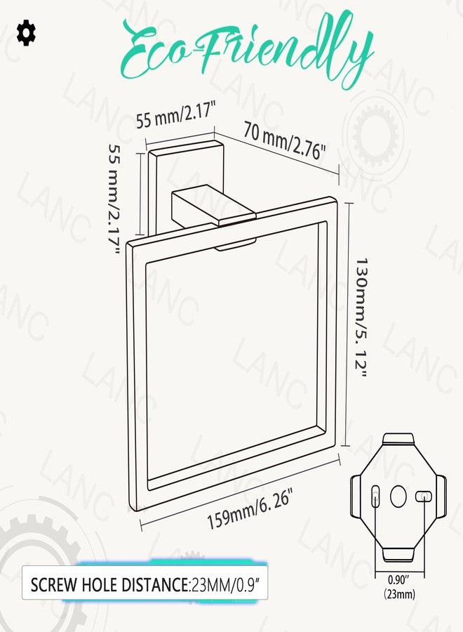 LANC Hand Towel Holder for Bathroom Wall Mount Matte Black Square Hand Towel Rings for Bathroom Hardware Accessories Kitchen Toilet SUS 304 Stainless Steel Shower Towel Hanger Racks, A8896MB - Image 3