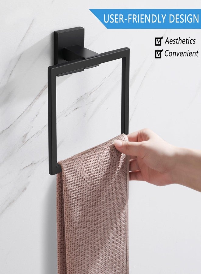 LANC Hand Towel Holder for Bathroom Wall Mount Matte Black Square Hand Towel Rings for Bathroom Hardware Accessories Kitchen Toilet SUS 304 Stainless Steel Shower Towel Hanger Racks, A8896MB - Image 2