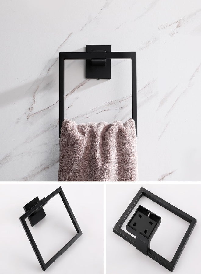 LANC Hand Towel Holder for Bathroom Wall Mount Matte Black Square Hand Towel Rings for Bathroom Hardware Accessories Kitchen Toilet SUS 304 Stainless Steel Shower Towel Hanger Racks, A8896MB - Image 4
