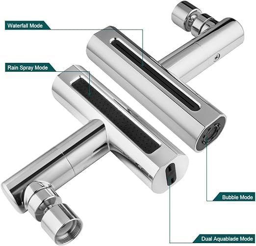 CONSILA Waterfall Faucet with Pull Down Sprayer 360Swivel Faucet Extender for Kitchen Sink and Wash Basin Universal Tap Faucet Suitable for Kitchen and Bathroom Washing Fruit Vegetable 4Mode - Image 3