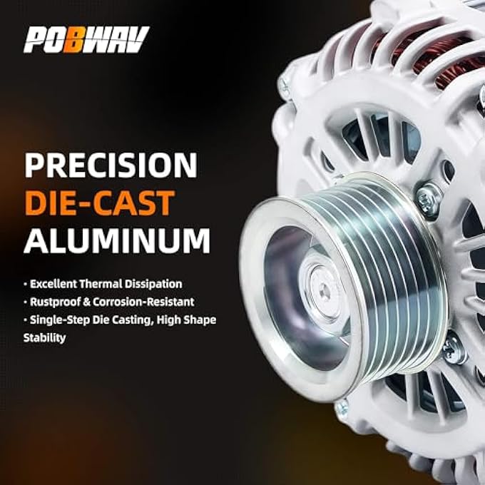 POBWAV 11341N Alternator Compatible with Nissan Altima 2007 2008 2009 2010 Maxima 2009 2010 Murano 2009-2014 Quest 2011-2017 V6 3.5L Replacement for 11341 23100-1AA1A, 23100-1AA1B, 23100-JA11A - Image 4