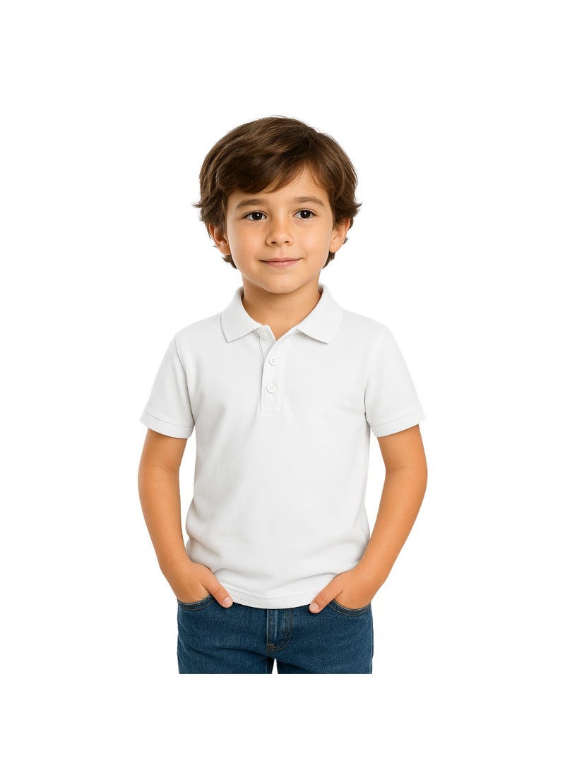 برينت شوب فور مي تيشيرت بولو للأطفال للأولاد 230 جرام في المتر المربع من القطن الخالص الألوان الأساسية - Image 1