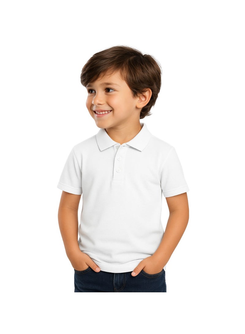 برينت شوب فور مي تيشيرت بولو للأطفال للأولاد 230 جرام في المتر المربع من القطن الخالص الألوان الأساسية - Image 2