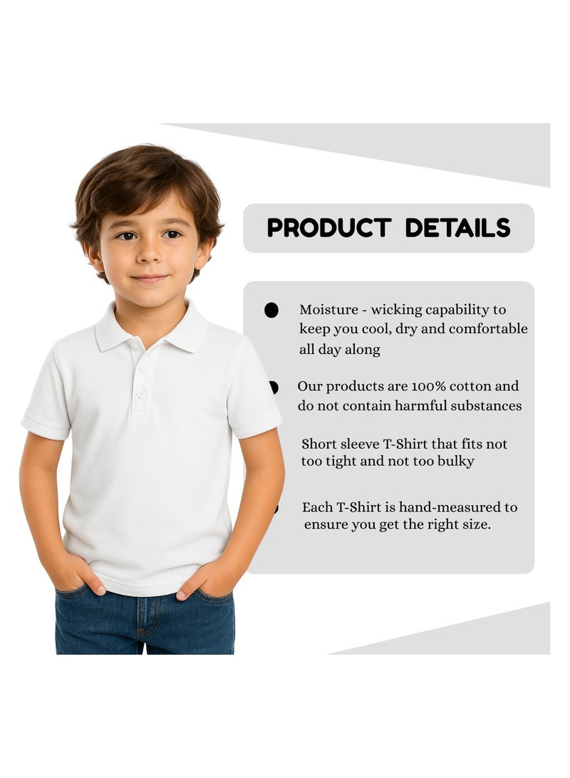 برينت شوب فور مي تيشيرت بولو للأطفال للأولاد 230 جرام في المتر المربع من القطن الخالص الألوان الأساسية - Image 3