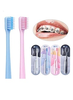4 Pcs V Shaped Orthodontic Toothbrush Soft Bristle with One Inter Dental Brush Interdental Brush Soft Bristle Braces Brushes for Cleaning Portable Toothbrushes for Braces