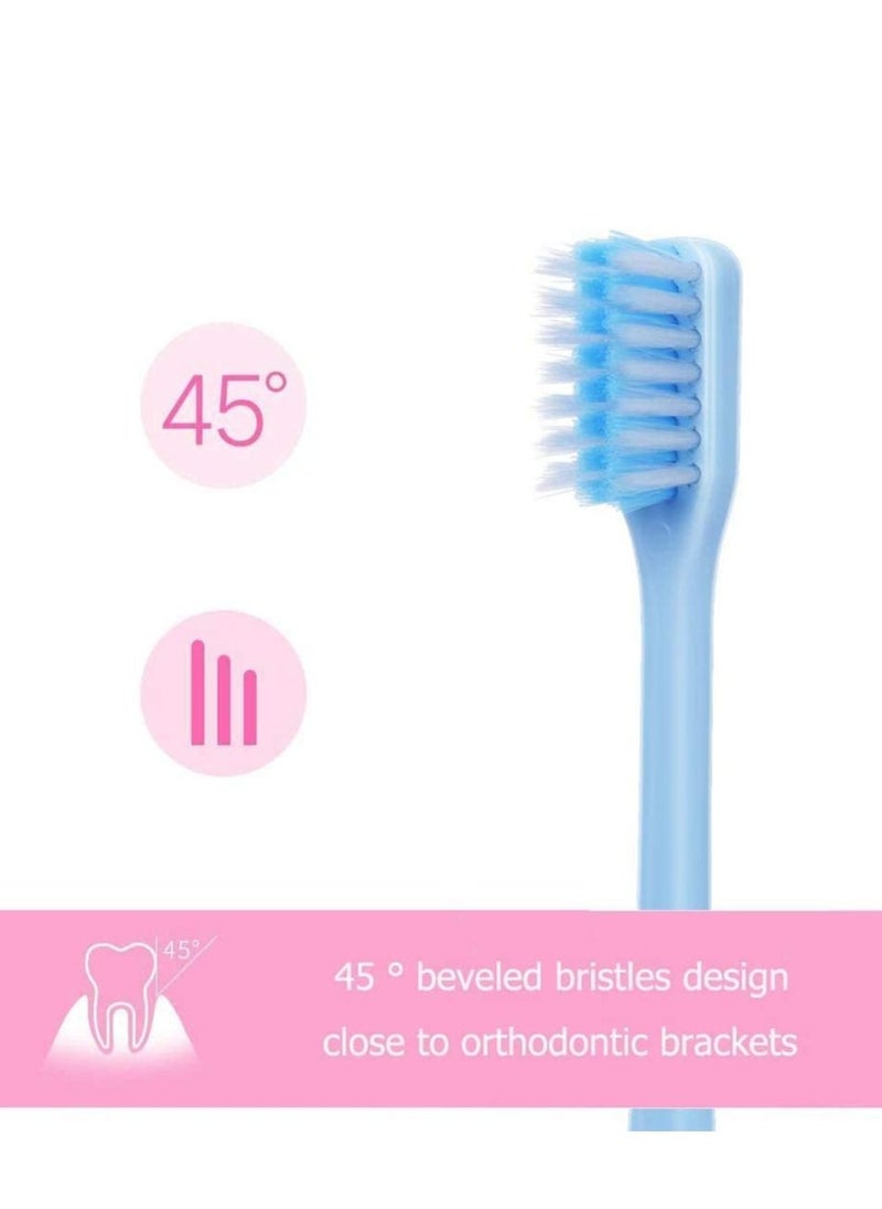 SYOSI - 4 Pcs V Shaped Orthodontic Toothbrush Soft Bristle with One Inter Dental Brush Interdental Brush Soft Bristle Braces Brushes for Cleaning Portable Toothbrushes for Braces - Image 1