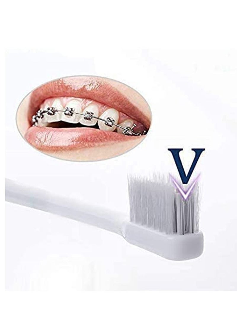 SYOSI - 4 Pcs V Shaped Orthodontic Toothbrush Soft Bristle with One Inter Dental Brush Interdental Brush Soft Bristle Braces Brushes for Cleaning Portable Toothbrushes for Braces - Image 1