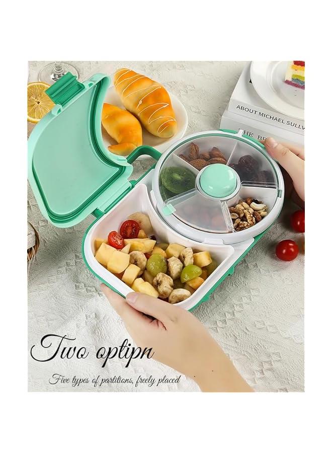 HOOKOR Kids Small Snack Spinner Flip Bundle with Lid and Hand Strap,Reusable Snack Container with 6 Compartment Dispenser,Portable Box Kit for Baby Snack,Dishwasher Safe - Image 3
