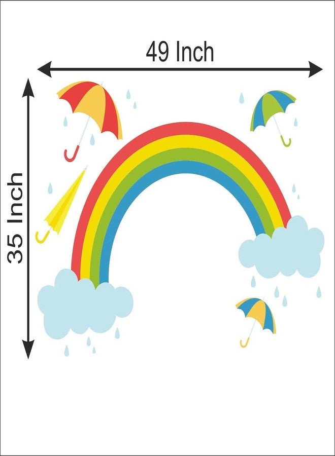 CVANU Colourful Rainbow and Umbrella Printed Vinyl Wall Sticker for Wall Decoration (35inchX49inch)_R413 - Image 4