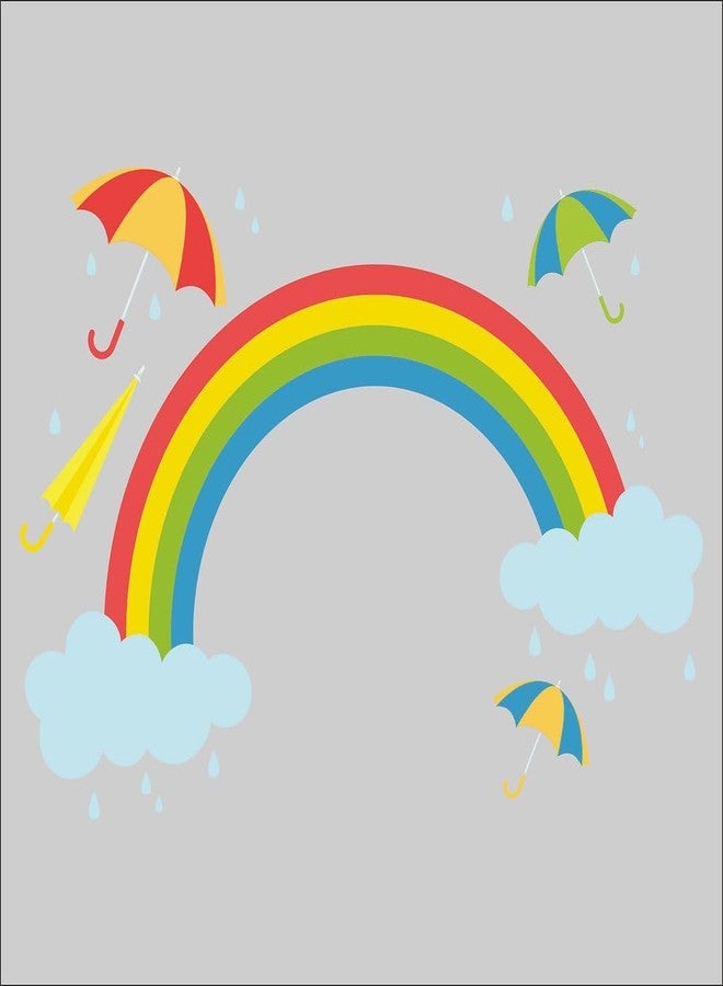 CVANU Colourful Rainbow and Umbrella Printed Vinyl Wall Sticker for Wall Decoration (35inchX49inch)_R413 - Image 2