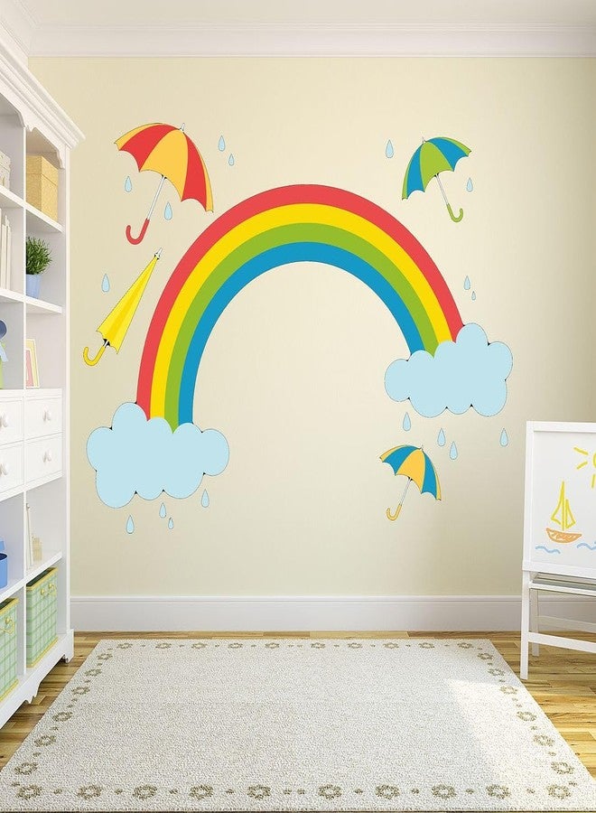 CVANU Colourful Rainbow and Umbrella Printed Vinyl Wall Sticker for Wall Decoration (35inchX49inch)_R413 - Image 3