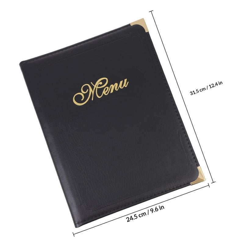 Leather A4 Restaurant Menu Display Folder, Page Cover, Black Menu Holder Book for Bar and Cafe Use - Image 2