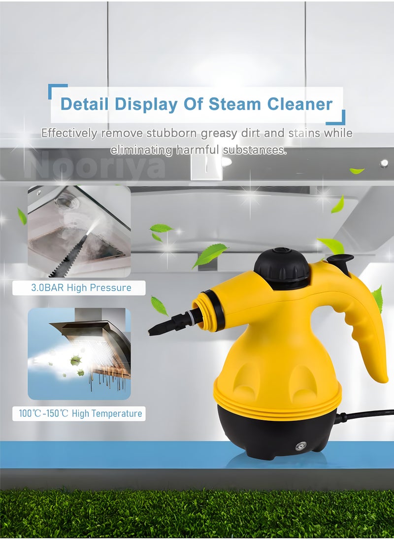 Nooriya Portable Handheld Steam Cleaner 1000W Multifunctional High Temperature Pressurized Steam Cleaning Machine with 9PCS Accessory for Kitchen Sofa Bathroom Car Window  - Image 5