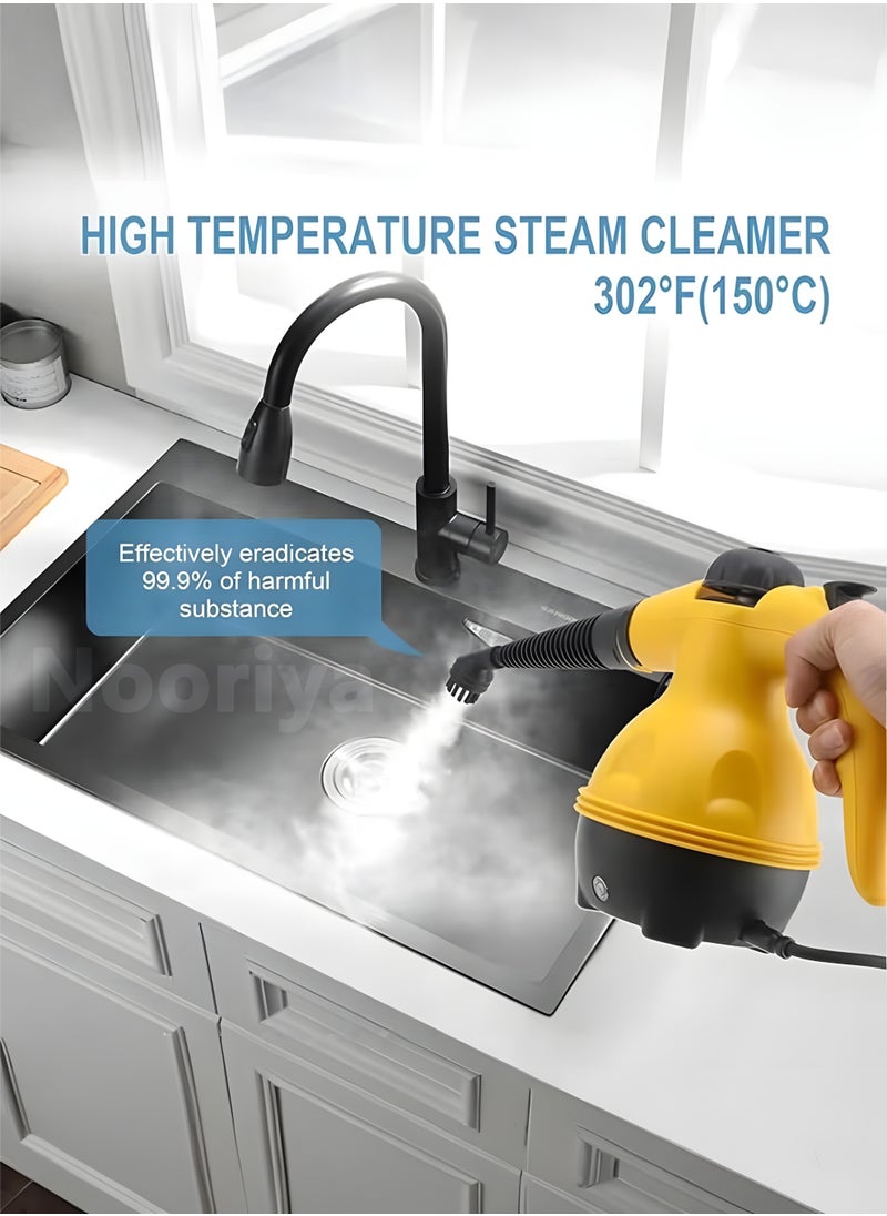 Nooriya - Portable Handheld Steam Cleaner 1000W Multifunctional High Temperature Pressurized Steam Cleaning Machine with 9PCS Accessory for Kitchen Sofa Bathroom Car Window - Image 1