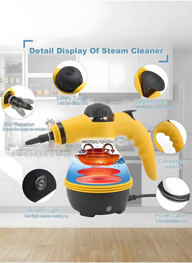 Nooriya - Portable Handheld Steam Cleaner 1000W Multifunctional High Temperature Pressurized Steam Cleaning Machine with 9PCS Accessory for Kitchen Sofa Bathroom Car Window - Image 1