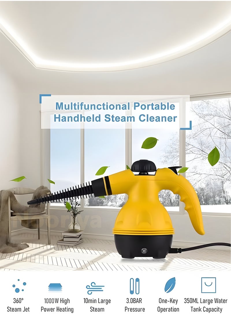 Nooriya - Portable Handheld Steam Cleaner 1000W Multifunctional High Temperature Pressurized Steam Cleaning Machine with 9PCS Accessory for Kitchen Sofa Bathroom Car Window - Image 1