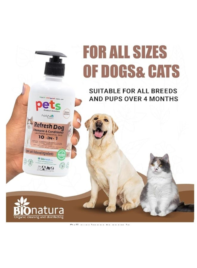 BioNatura شامبو وبلسم بيو ناتورا للحيوانات الأليفة عضوي 500 مل - زيت الزيتون وجوز الهند مع الجلسرين النباتي - شامبو حيوانات أليفة نباتي بالكامل - برائحة اللافندر - Image 5