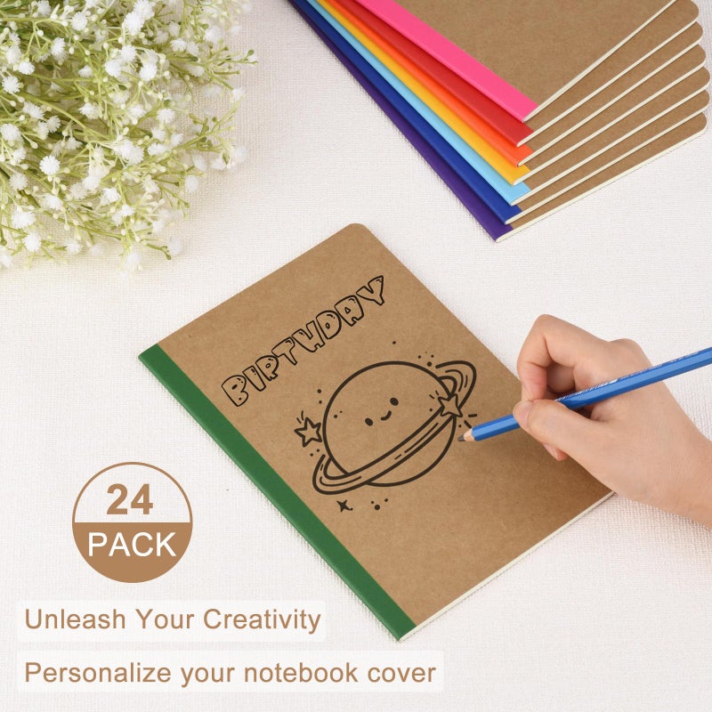ZCZN Composition Notebooks Bulk, A5 Kraft Cover Lined Journals with Rainbow Spines for School, Business, Work and Daliy Use (24, 8 colors) - Image 4