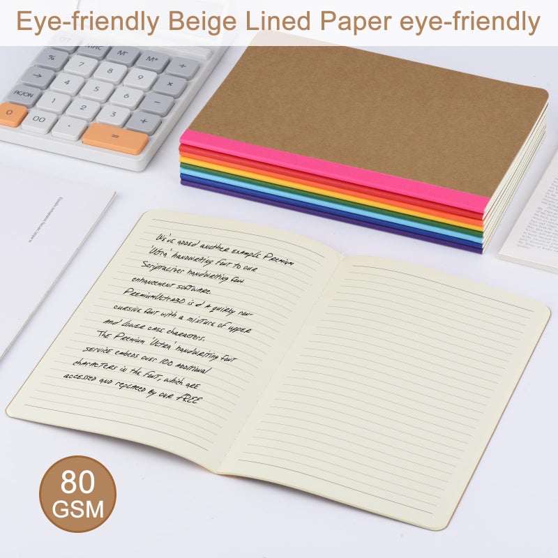 ZCZN Composition Notebooks Bulk, A5 Kraft Cover Lined Journals with Rainbow Spines for School, Business, Work and Daliy Use (24, 8 colors) - Image 5