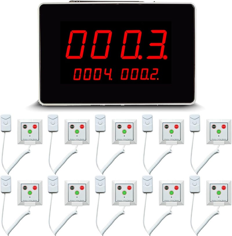 CYSSJF Wireless Bell Nurse Calling System Caregiver Pager Call for Elderly Senior Disabled Patients with 1 Number Display 10 Call Buttons for Medical Alert System Clinic / Hospital / Nurses Station - Image 1