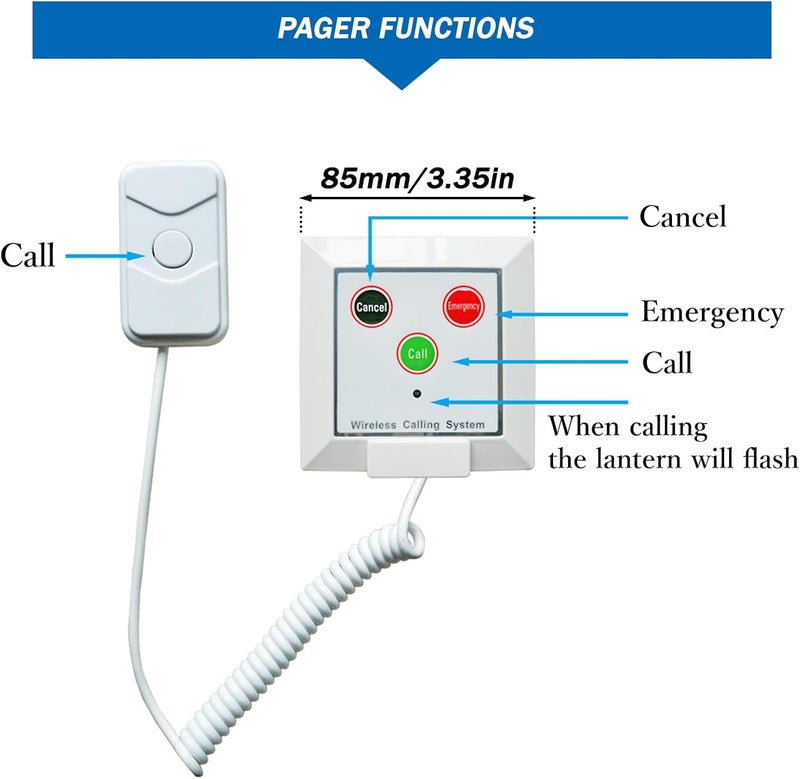 CYSSJF Wireless Bell Nurse Calling System Caregiver Pager Call for Elderly Senior Disabled Patients with 1 Number Display 10 Call Buttons for Medical Alert System Clinic / Hospital / Nurses Station - Image 4
