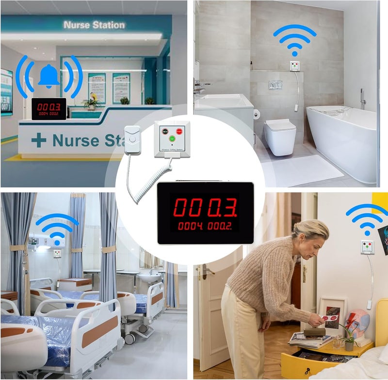 CYSSJF Wireless Bell Nurse Calling System Caregiver Pager Call for Elderly Senior Disabled Patients with 1 Number Display 10 Call Buttons for Medical Alert System Clinic / Hospital / Nurses Station - Image 2