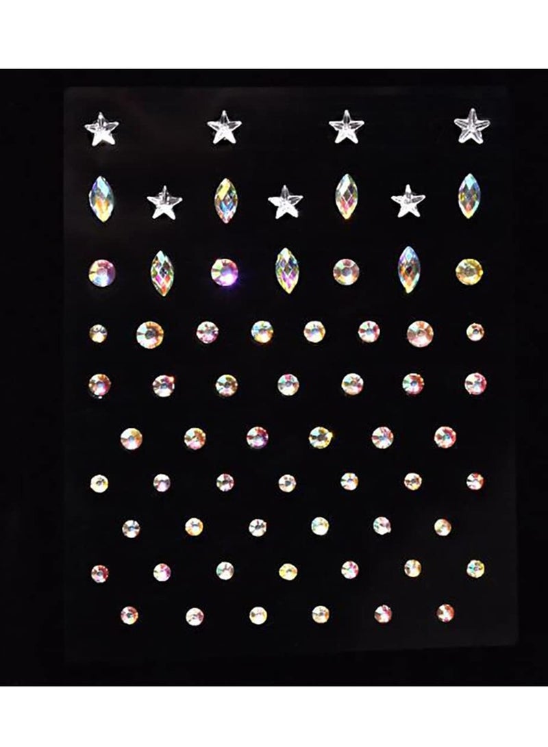 SYOSI Rhinestone Stickers, Face Jewels Gem Stick Eyes Face Body Gems Club Rave Party Festival Face Stickers Makeup Gift Temporary Tattoos for Women and Girls Costume 3Pcs - Image 4