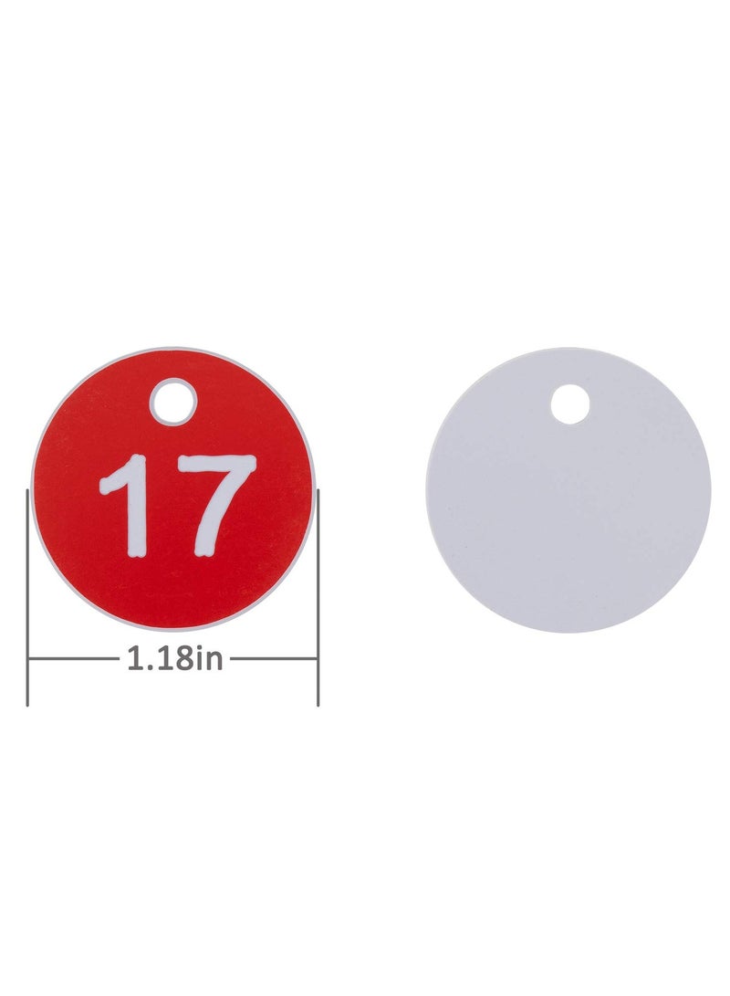 Excefore Plastic ID Number Tags, Engraved Tags Key Tags Without Key Rings for Locker Dorm Hotel Bar Restaurant Club Restaurant Table Numbers (1-50, Red)  - Image 2